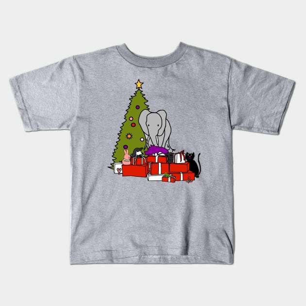 Merry Christmas from the Menagerie Kids T-Shirt by ellenhenryart